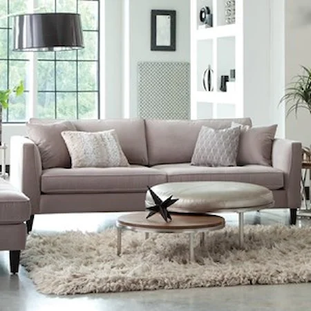  Modern Estate Sofa with Tufted Seat and Toss Pillows